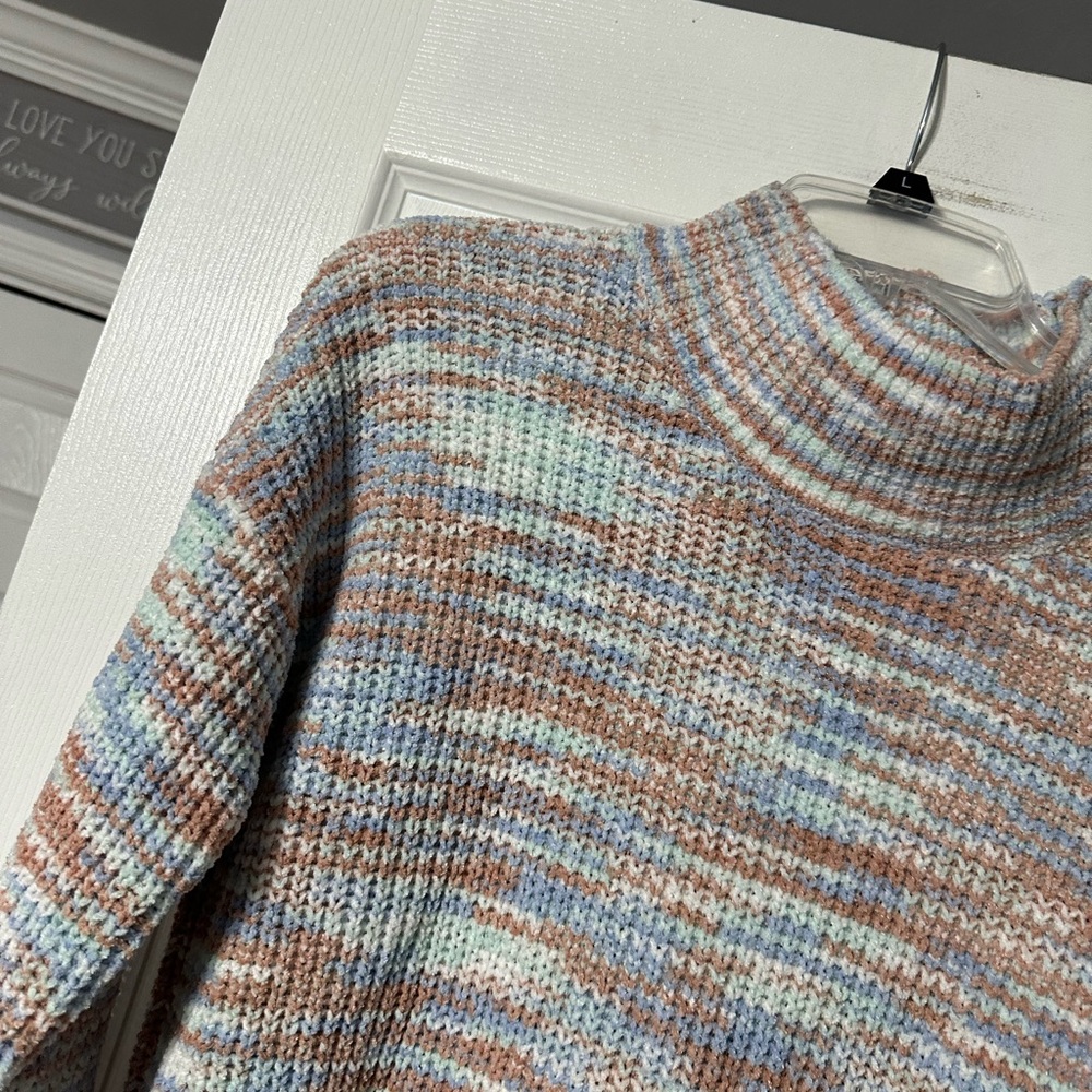 NWT Hippie Rose Multicolor Mock Neck Crocheted Sweater - Picture 4 of 16